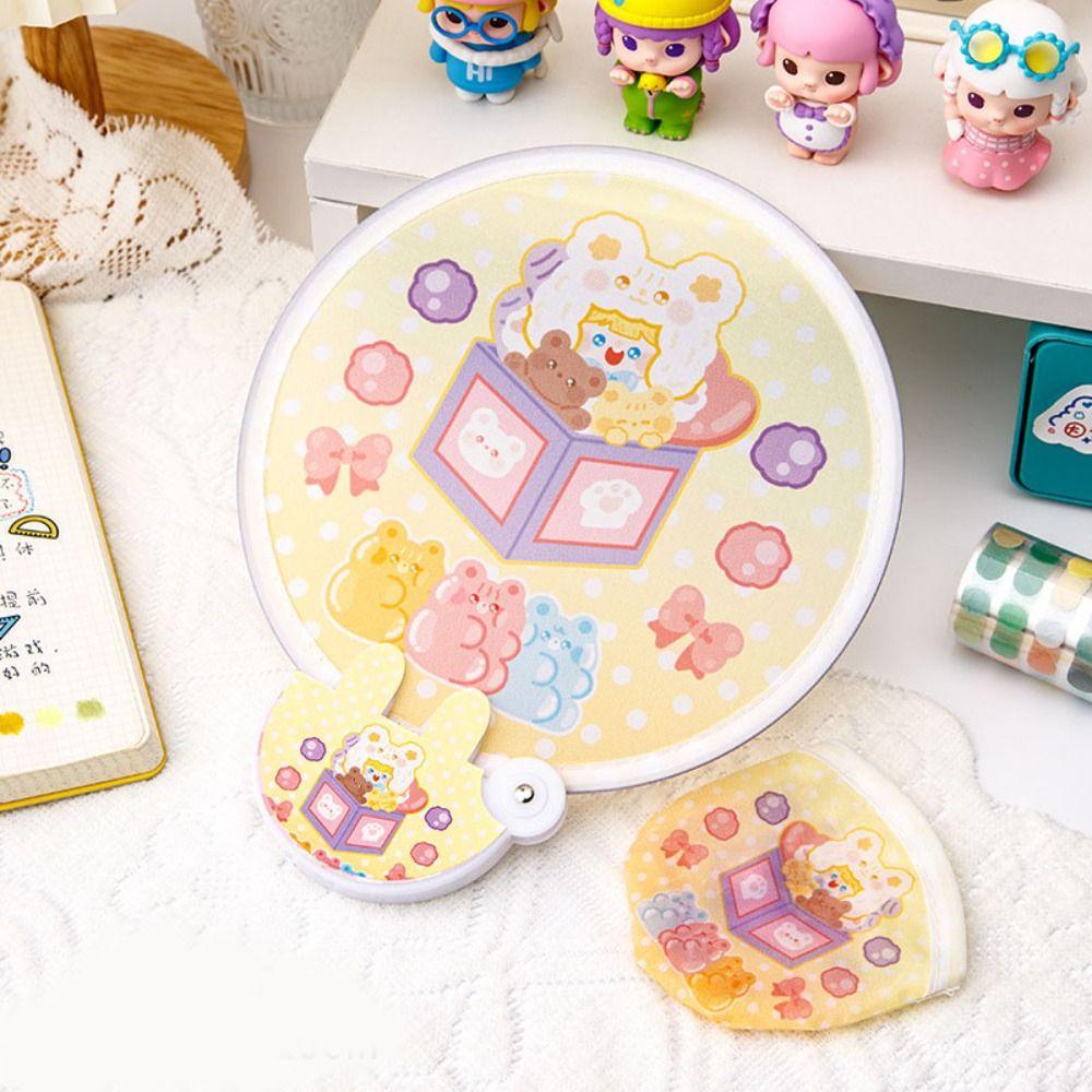 Round Handheld Fan Portable Foldable Fan Creative Collapsible Pocket Fan Kid
