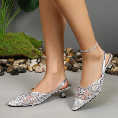 Модная женская обувь 2024 года, модные женские туфли-лодочки One Kick, летние туфли с острым носком, дышащее сетчатое платье, туфли на каблуке с открытой пяткой, туфли Zapatos