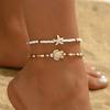 Summer Beach Ocean Style Turtle Bead Necklace and Foot Chain Set for Women