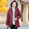 Пуховик для женщин среднего возраста, женская зимняя одежда средней длины, для женщин 50 лет и пожилых, утолщенный белый пуховик из утиного пуха