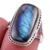 Натуральный Лабрадорит Драгоценный Камень 925 Проба Стерлинговое Серебро Ювелирное Кольцо Размер 7 Q4A42