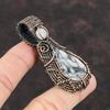 Подвеска из яшмы Pinolith, медная проволока, обернутая драгоценным камнем, дизайнерская подвеска ручной работы, радужный лунный камень, ювелирное украшение в подарок для нее, медные украшения