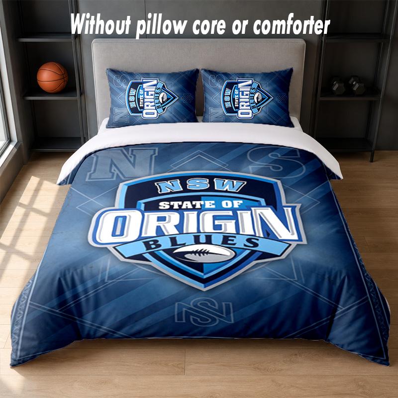 NSW Blues Design Bed Bedding Set 1 Duvet Cover + 2 Pillowcases Soft Breathable Household Bed Linens