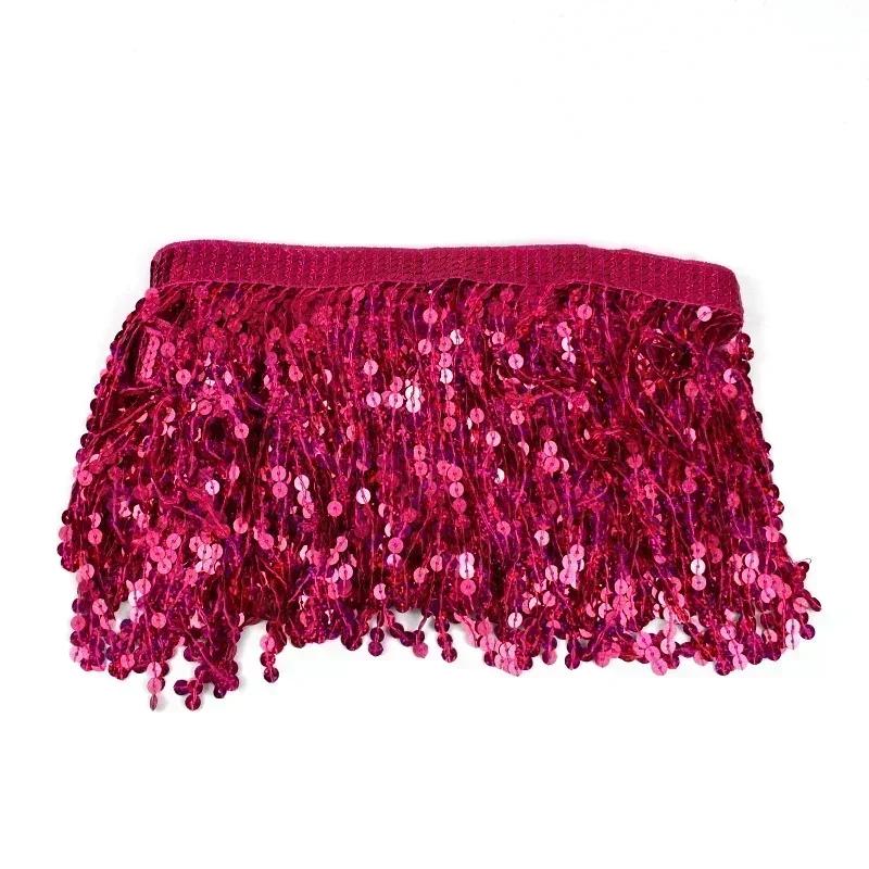 Meetee 1/2/3 ярда 16 см бахрома с пайетками, кисточки, этническая кружевная тесьма, лента с бахромой, отделка для юбки для латинских танцев, одежды, швейная фурнитура