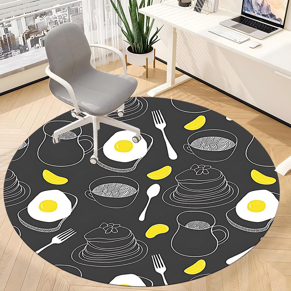 1pc Egg Foods Office Round Rug, Non-slip, Soft and Durable Office Rug for Interior Decoration, Perfect for Office, Beautiful Decoration yy260323082