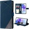 Case for Samsung Galaxy A55 5G, Navy Blue, Shockproof PU Leather with Card Holder and Stand Function, Retro Effect
