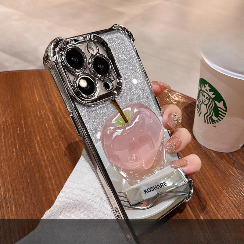 Хрустальный кронштейн для Apple Подходит для чехла для мобильного телефона Apple 16 Huawei Mate70pro Гальваническое покрытие Противоударный 15 Прозрачный 14/13