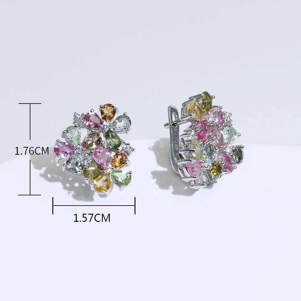 2023 красочные бразильские серьги с турмалином и цветочной застежкой, натуральные драгоценные камни, серебро 925 пробы, изысканные украшения для женщин, подарок жене
