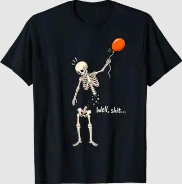 Skeleton Balloon Well Funny Halloween Skeleton Men Women T-Shirt