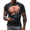 Новая летняя мужская футболка с 3D цифровым принтом Muscle и короткими рукавами
