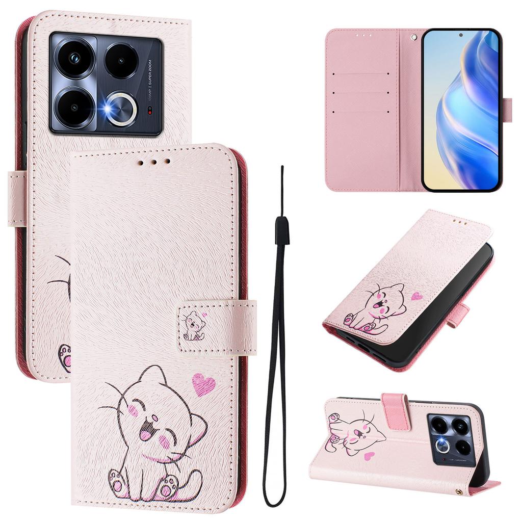 Cute Cat Luxury Painted Leather Case Wallet Book Style Cover for Infinix Smart 4 X653,Hot 9 Play,Hot 10 Play,Smart 6,X680,HOT 8,X650,HOT 40...