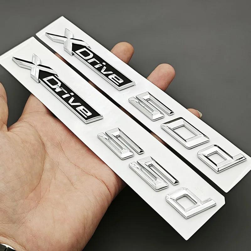 For BMW X5 X7 XDrive 50d 55d Tail Exterior Accessories Logo XDrive 50d 55d Badge ABS Chrome Black Rear Trunk Emblem Sticker