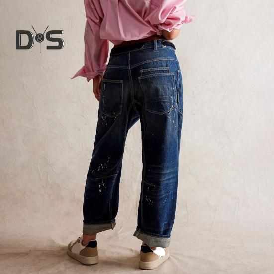 Women's Wide Leg Barrel Jeans Low Rise Drawstring Denim Ankle Pants Elastic Waist Stretchy Baggy Boyfriend Trouser