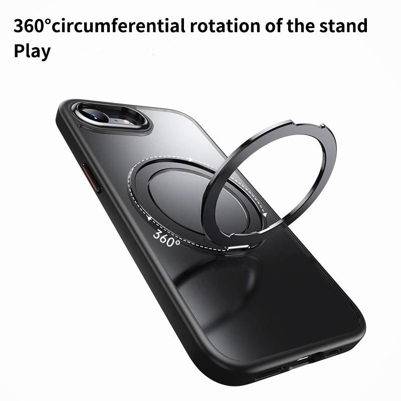 For Magsafe 360 Rotating Magnetic Case For iPhone 17E Stand Holder Clear Shockproof Protection Phone Cover For iPhone 17 E17e