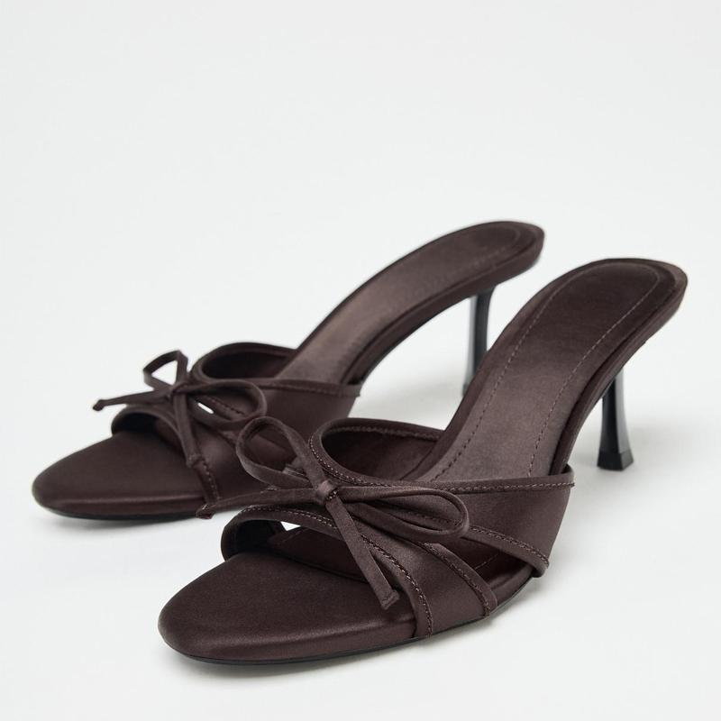 Ночной клуб Летние Женские Шлепанцы на Высоком Каблуке Модные С Бантом-бабочкой С Открытым Носком Слипоны Женские Элегантные Стриптиз Вечеринка Платье Сандалии