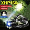 Мощный налобный фонарь COB Lights XHP 160 Налобный фонарь с аккумулятором, зумируемый налобный фонарь для ночной рыбалки