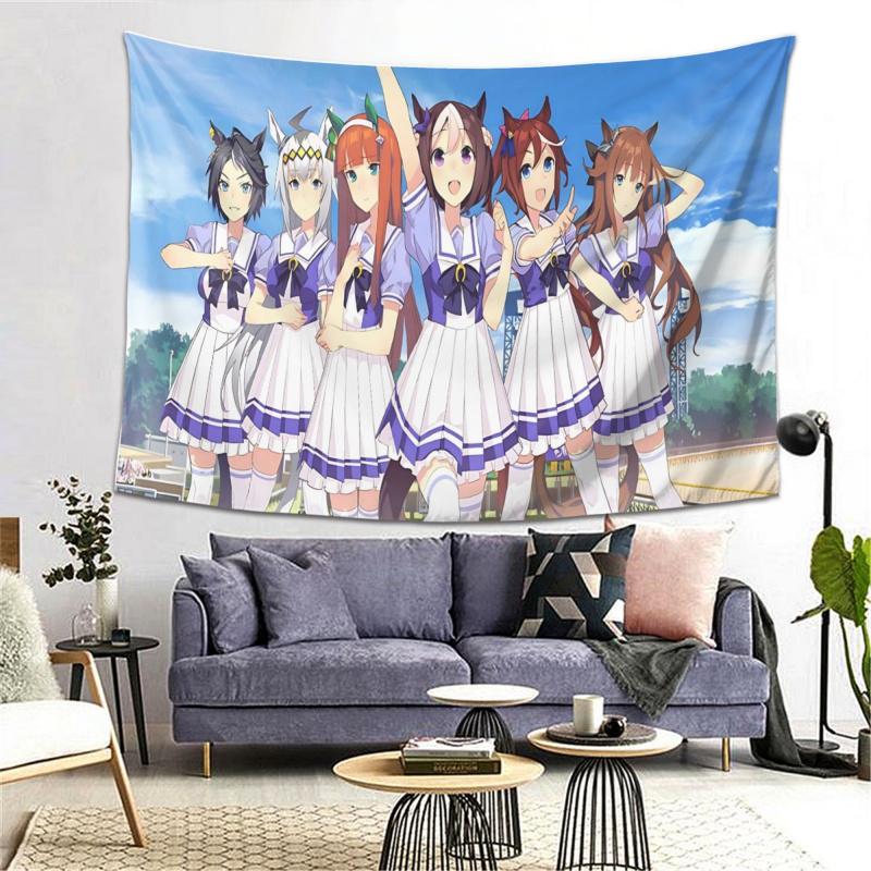 VIKAMA Uma Musume Pretty Derby Гобелен Аниме Постер Группы Стиль Настенное Украшение Спальня Общежитие Стол Фоновую Декорацию