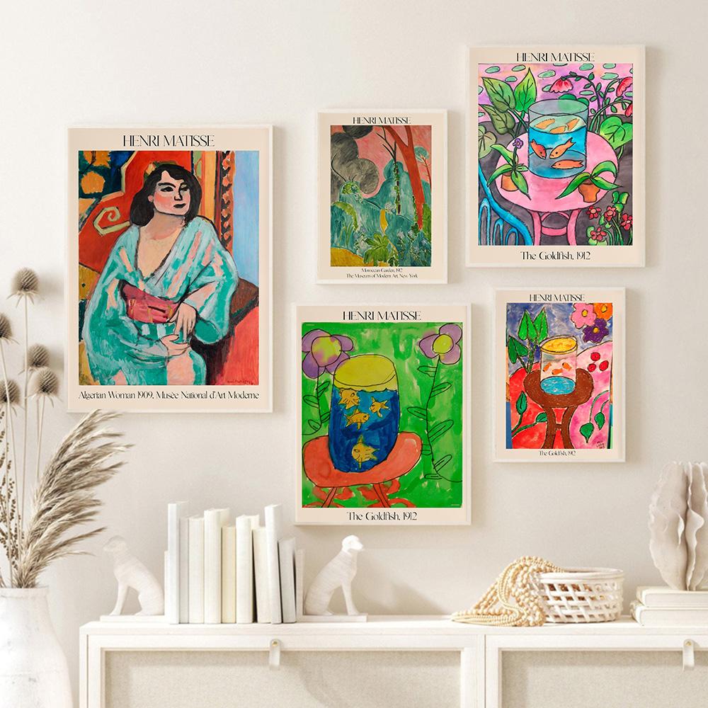 Матисс Плакат Печать Настенная Художественная Выставка Галерея Живопись Домашний Декор Ретро Абстракция Элегантная Картина Маслом Комната Девушка Смешной Холст