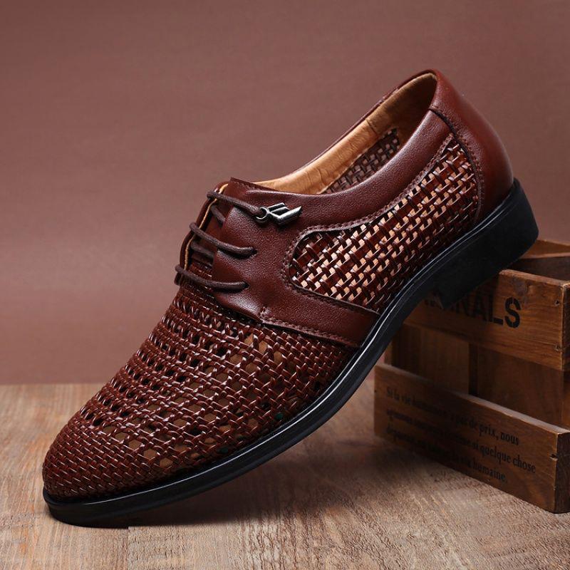 Мужская кожаная обувь из натуральной кожи, летние дышащие сандалии, мужская обувь в стиле пещера, деловая обувь для мужчин