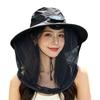 Convenient With Net Mesh Mosquito Head Net Hat Foldable Breathable Solar Fan Hat Cooling Quick-Drying Fishing Bucket Hat Hiking