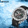 SANDA 3307 Luxury Men's Electronic Watch Multi Functional Waterproof Timer LED Dual Display Men's Electronic Watches