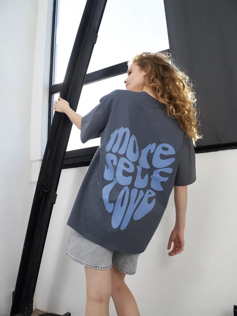 Oversized print T-shirt 100% cotton plus size