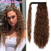 Synthetic Corn Wavy Long Ponytail  Hairpiece Wrap On Clip Hair Extensions Ombre Brown Pony Tail Blonde Fack Hair
