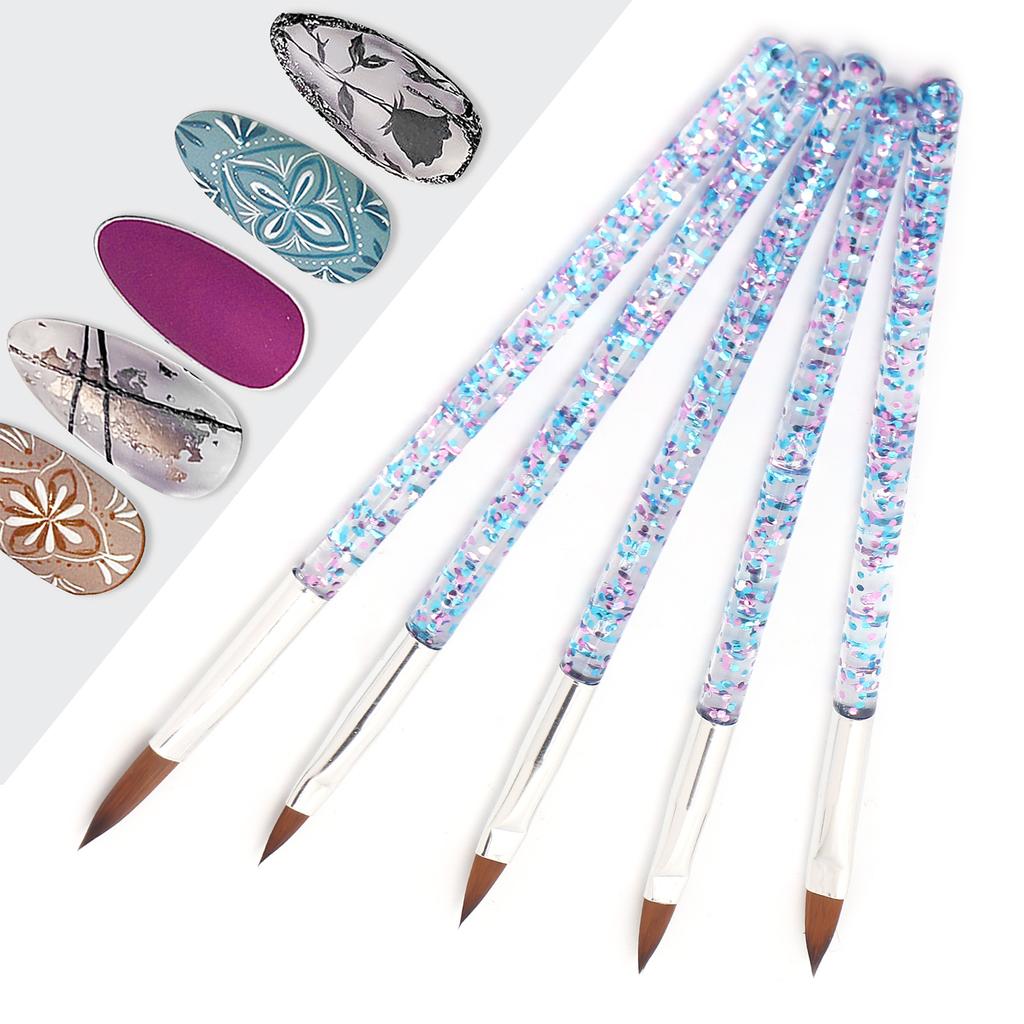 5pcs Nail Painting Drawing Brush Home Salon Portable DIY Nylon Hair Nail Art Brush Set