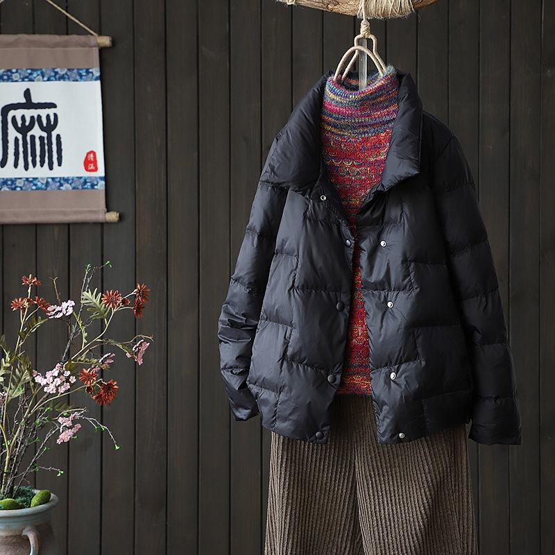 Осенне-зимняя ретро-стойка с воротником, женская пуховая хлопковая парка, женское свободное теплое пальто