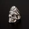 Retro Colored Navy Officer Skull Ring For Men Punk Gothic Rock Hiphop Open Ring Biker Accessories Handmade Zircon Unisex Gift