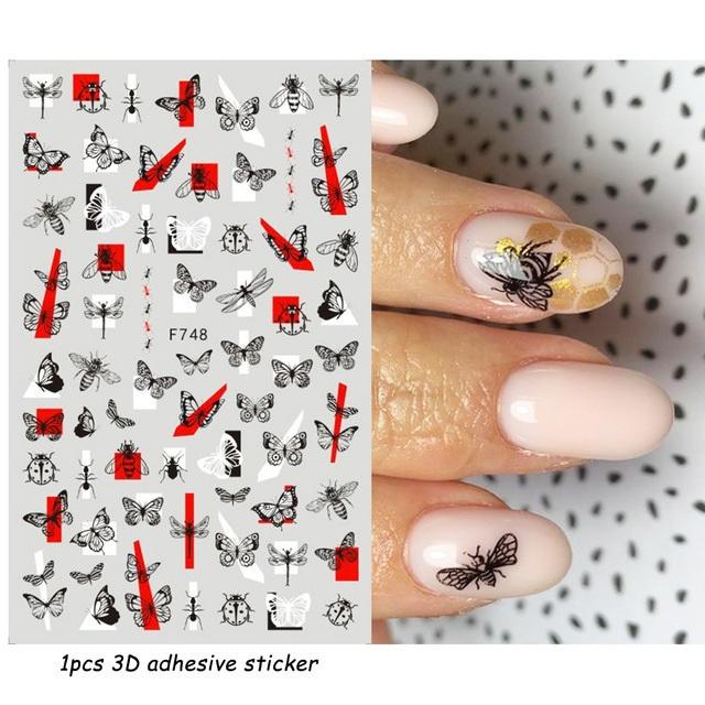 Красочные абстрактные волнистые линии 3D наклейки для дизайна ногтей цветок цветочный лист наклейки для ногтей украшения для ногтей