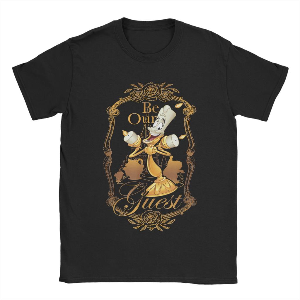 Beauty And The Beast Be Our Guest Lumiere Poster Mens T Shirts Funny Tees Short Sleeve Crew Neck Tshirts Plus Size Tops