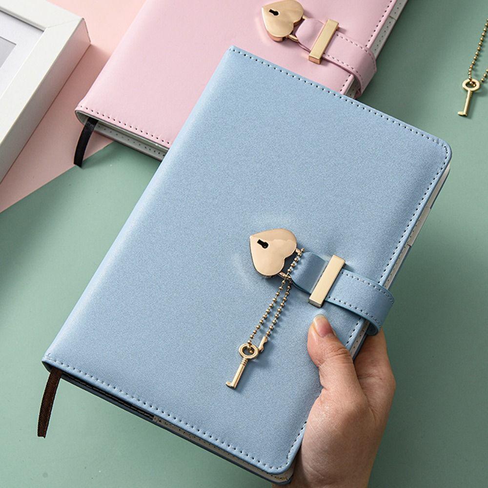 PU кожаный персональный планировщик блокнот B6 с подкладкой дорожный дневник в форме сердца с замком журнал для женщин