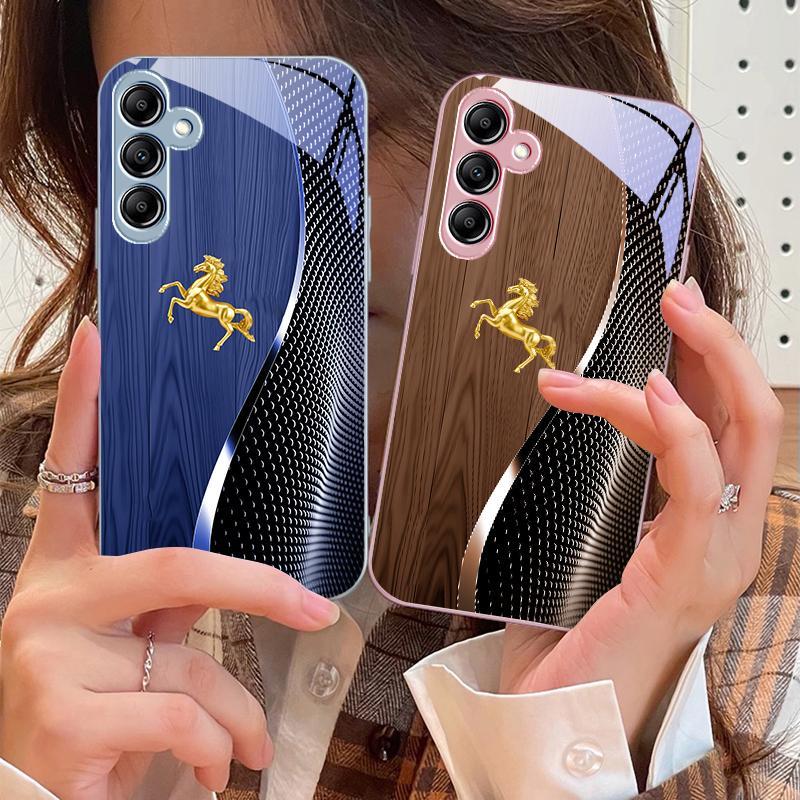 Деревянный зернистый Золотой конь Для Samsung A 73 72 71 70 56 55 54 53 52 51 50 42 35 34 33 32 31 26 25 24 23 22 30 20 стеклянный чехол для телефона