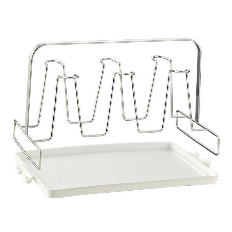 Stainless steel cup holder with water collection tray, inverted drain cup holder, iron cup holder, household 6 cups