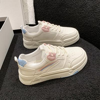 Круглые белые туфли женские осенние Ins модные новые удобные повседневные универсальные дышащие туфли на толстой подошве