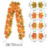 2M Artificial Fall Maple Leaf Garland Fake Plants Autumn Decor Leaves Vine for Thanksgiving Halloween Festivals Wedding Decora