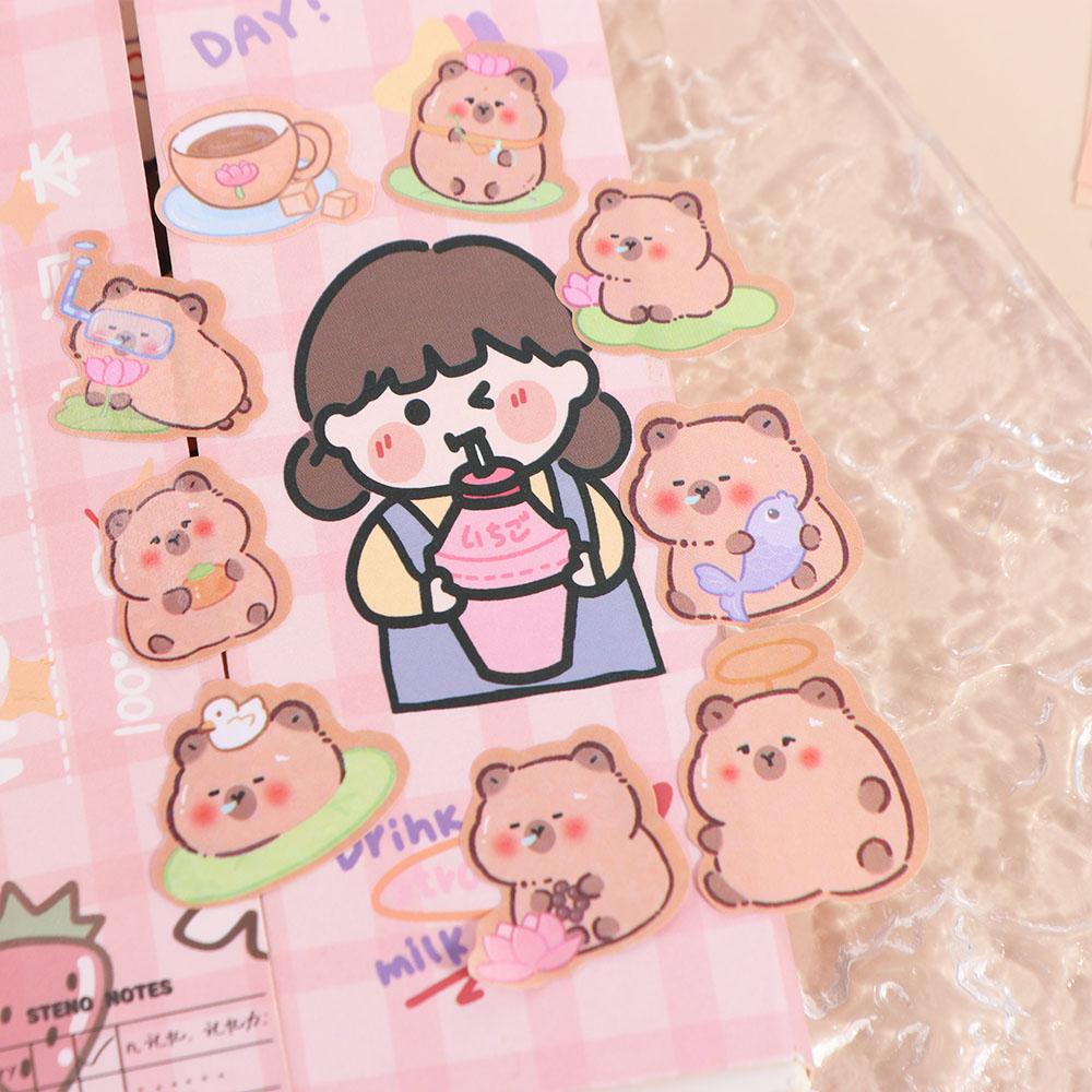 10Sheets Scrapbooking Capybara Decoration Sticker School Supplies Kids Toys Sticker Laptop