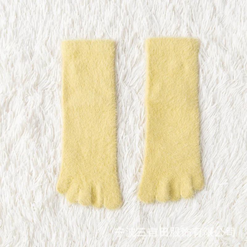 Зимние женские носки с пятью пальцами, теплые, цветные, мягкие, удобные, чулочно-носочные изделия, женские тапочки, модные, повседневные, толстые, удобные носки