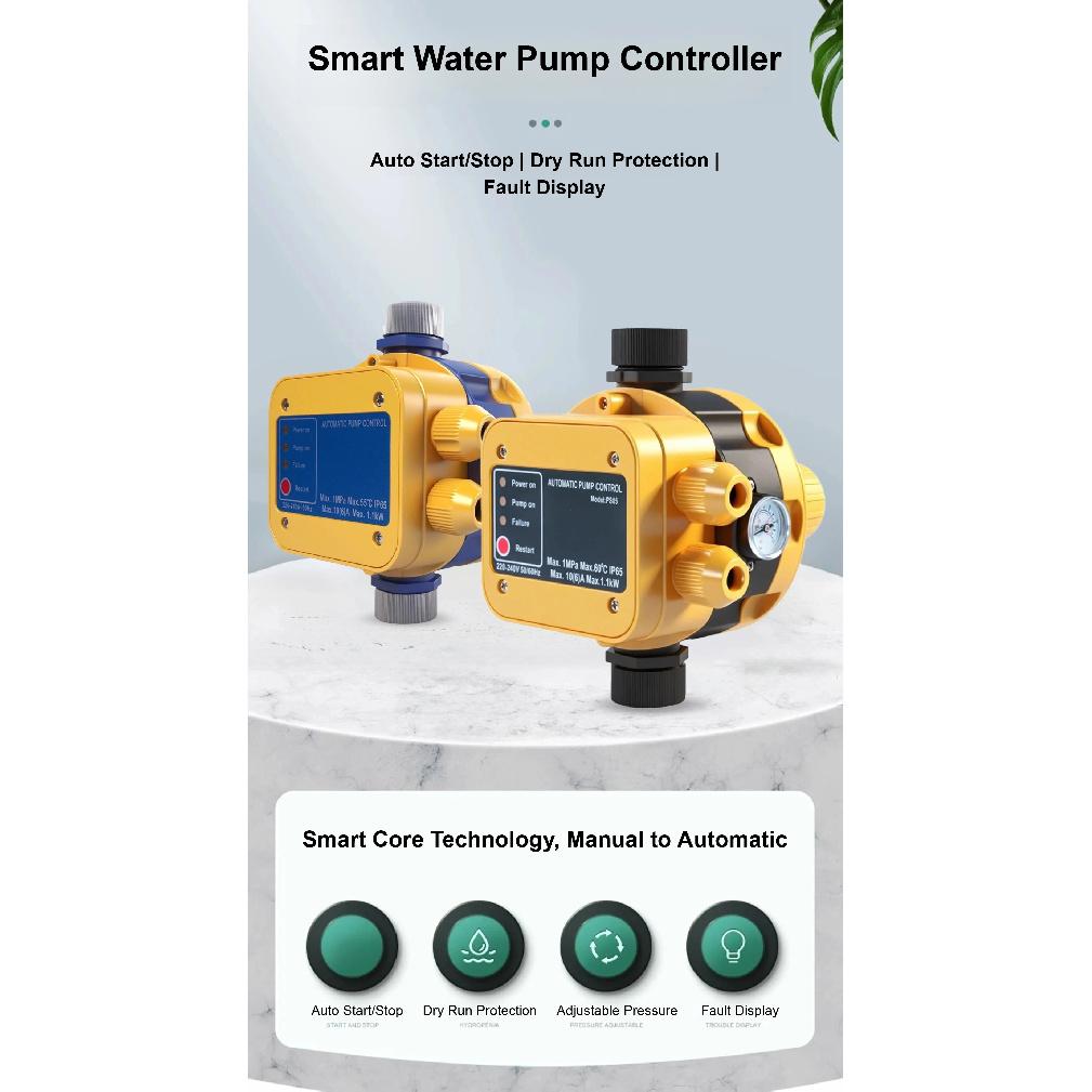 S-5 Automatic Water Pump Controller 220V Adjustable Pressure Switch 1 Inch Thread Dry Run Protection Booster Pump Controller
