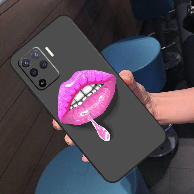Sexy Red Lips Case For Oppo A18 A38 A58 A78 A98 A60 A80 A40 A96 A76 A16 A94 A74 A54 A15 A17 A57 A77 A5 Pro