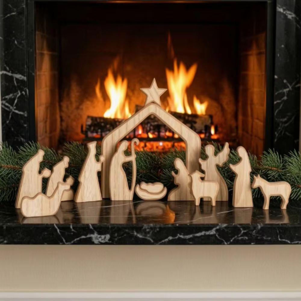 Mini Nativity Scene Wooden Christmas Table Centerpiece Nativity Scene Decorations Indoor Holiday