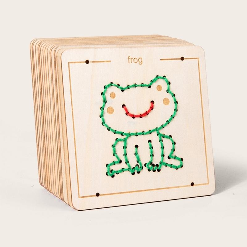 Educational Wood Lacing Toy Embroidery Lacing Board Sensory Toy For Kids Toddler Preschooler Boy Girl Birthday Present
