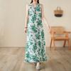 DIMANAF 2024, женское летнее платье, женское длинное платье с цветочным принтом, льняное платье без рукавов, зеленая одежда с цветочным принтом