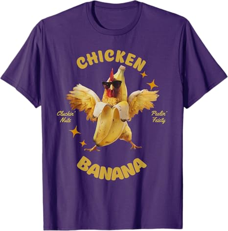 Funny Chicken Banana Unisex Women Teens Kids Dance TShirt Humor Dancing Lover Graphic Outfit Y2k Design Saying Tee Novelty Gift