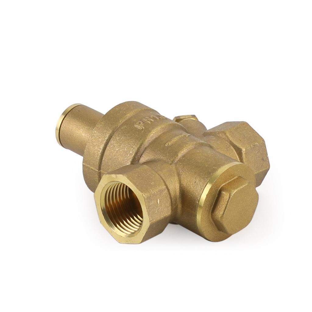 DN15 Brass Adjustable 1/2" Water Pressure Regulator Reducer With Gauge Meter