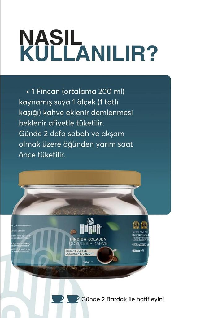 Harar Chicory Coffee Collagen Detox Slimming Weight Loss Diet Coffee 1 Month - (60 USES) 150gr