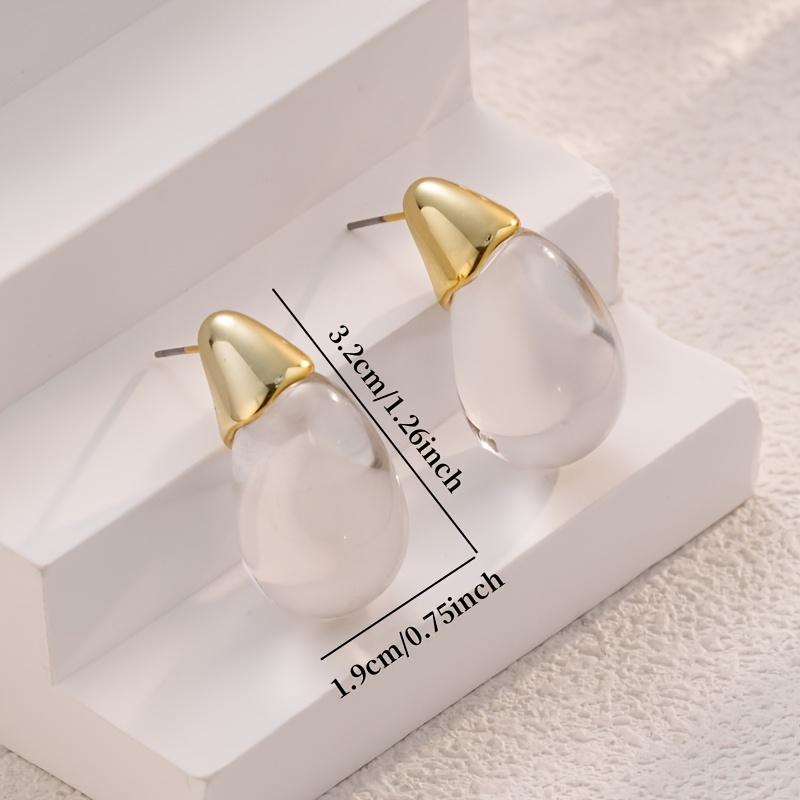 1 пара элегантных прозрачных серег-капель - Минималистичные шикарные подвески, Позолота KC для женщин, Повседневные и праздничные украшения