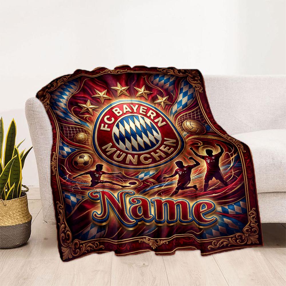 Bayern Munich Celebration Personalized Text Blanket Gift Customizable Blanket Warmthful Decor for Home Decor Office Nap Bedding for All Occasions