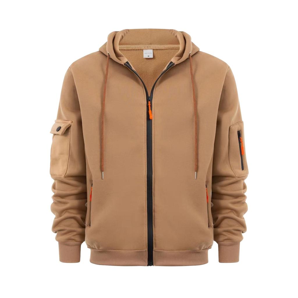 Мужская толстовка с капюшоном на молнии, карманный кардиган, мужская спортивная повседневная толстовка большого размера